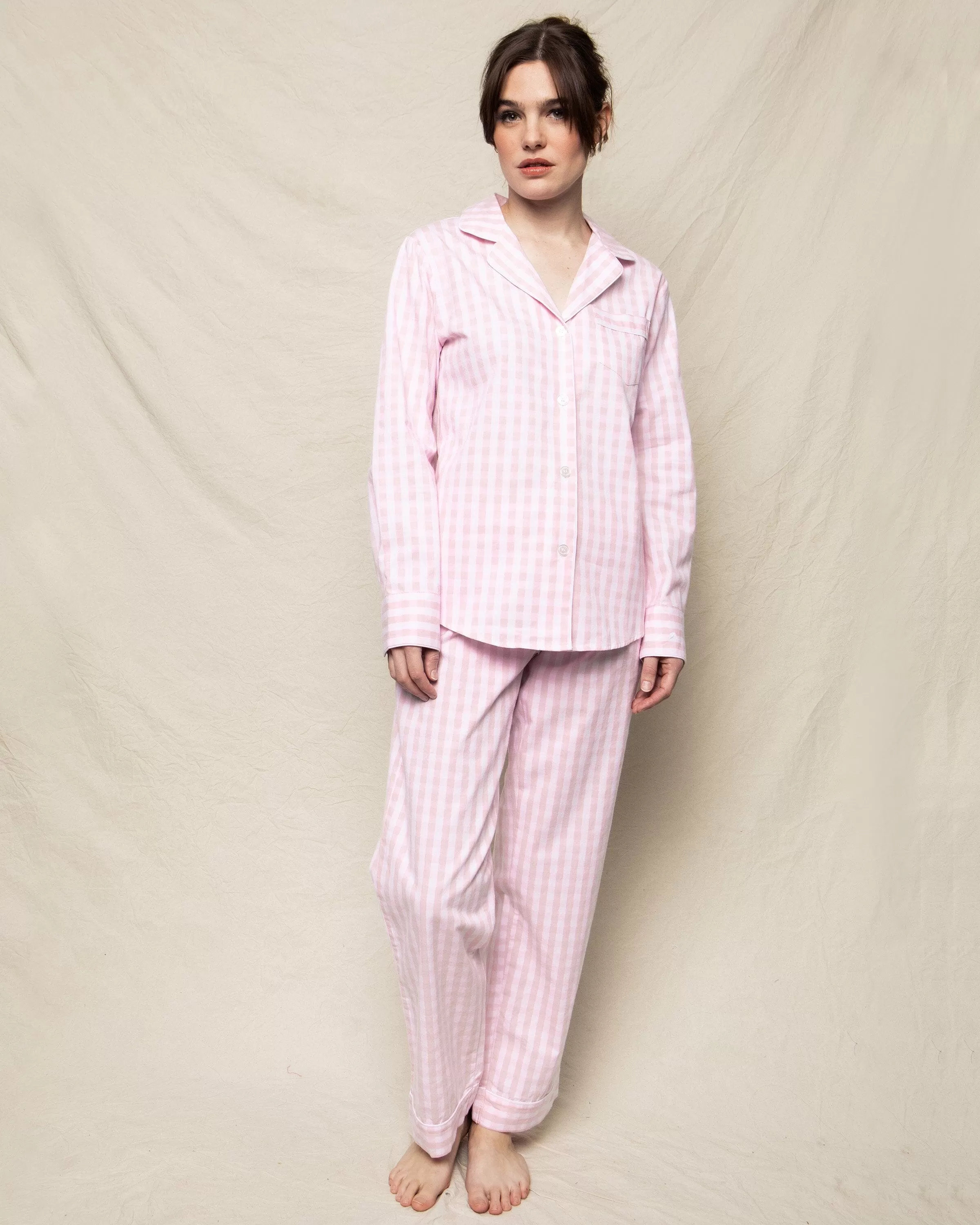 Women's Twill Pajama Set | Pink Gingham