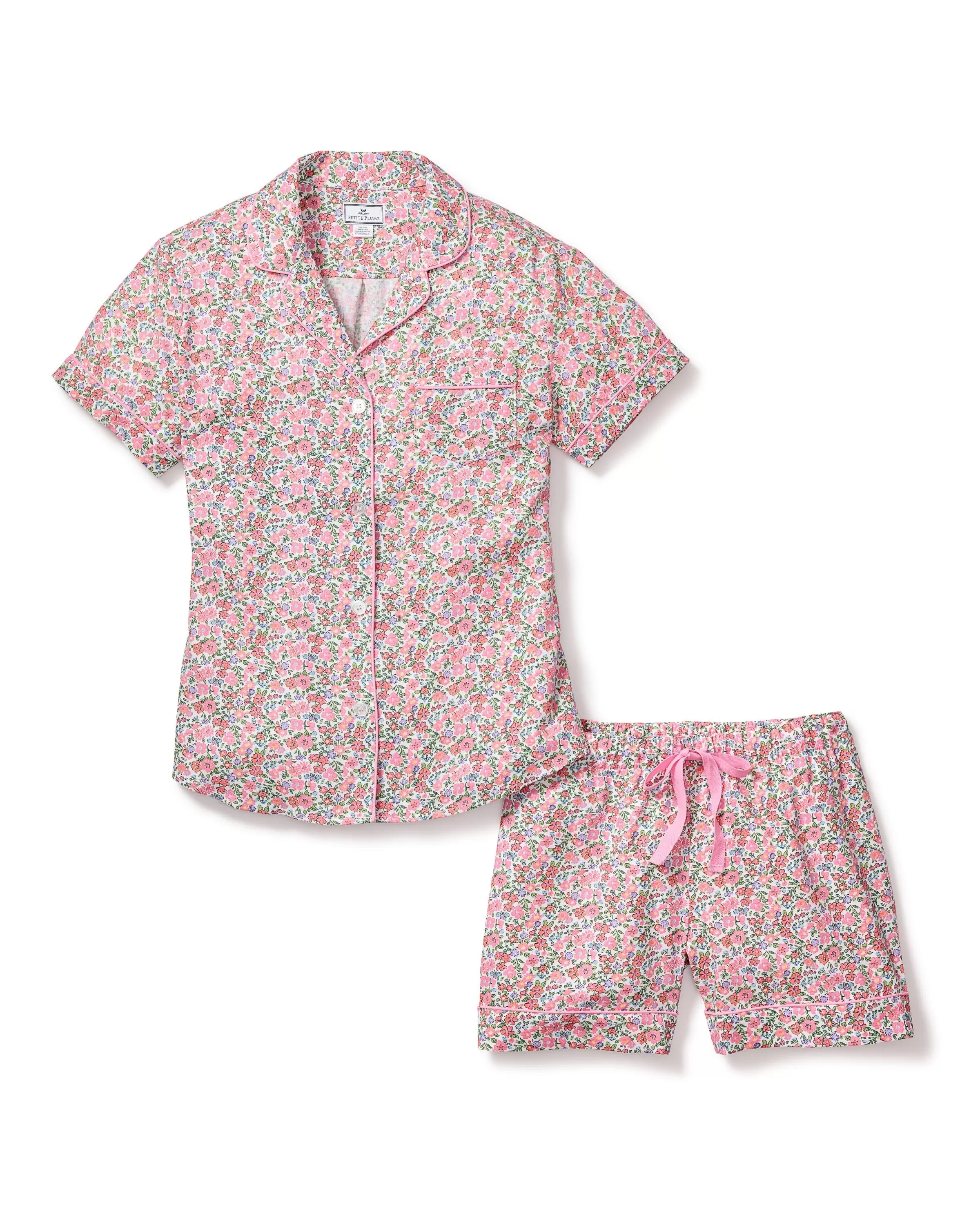 Women's Twill Pajama Short Sleeve Short Set | Fleurs de Rose