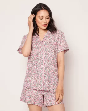 Women's Twill Pajama Short Sleeve Short Set | Fleurs de Rose