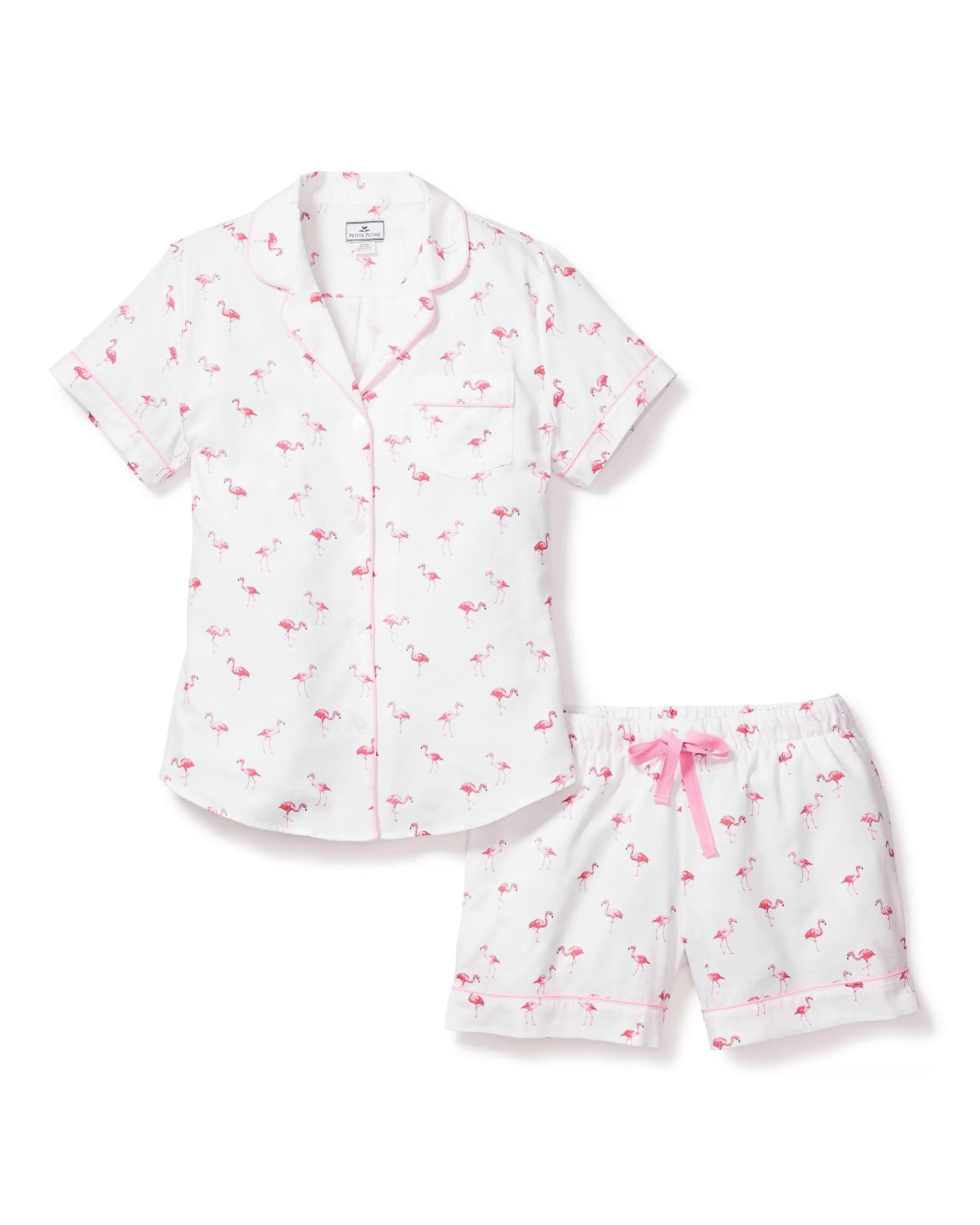 Women's Twill Short Sleeve Short Set | Flamingos