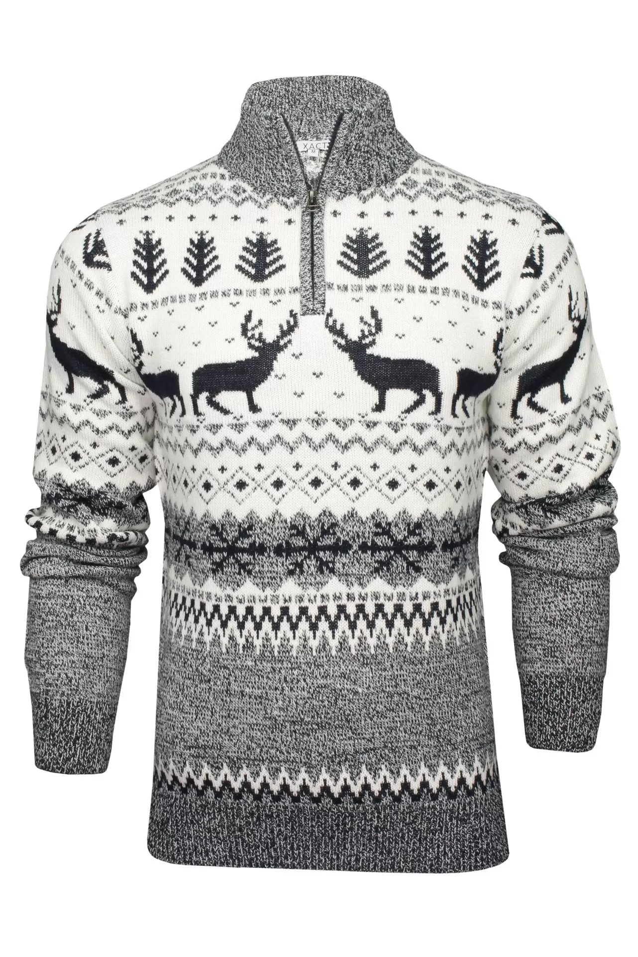 Xact Mens 1/4 Zip Reindeer Xmas/ Christmas Jumper