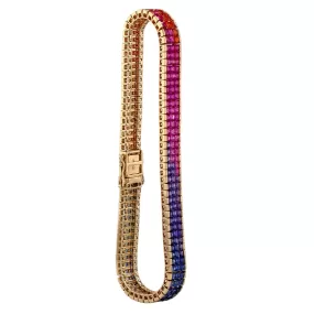 Yellow 14k gold rainbow sapphire bracelet